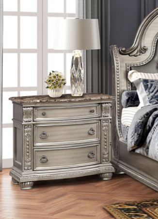 Castlefield Grey Nightstand front view with drawers closed