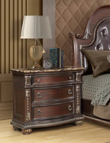 Castlefield Brown Marble Top Nightstand front view