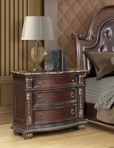 Castlefield Brown Marble Top Nightstand front view