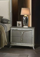 Zaya Champagne Nightstand front view with champagne finish
