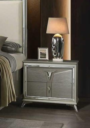 Zaya Champagne Nightstand front view with champagne finish