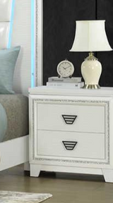 Aanya White Nightstand front view with drawer