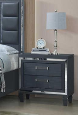 Meg Black Gray Modern Nightstand front view