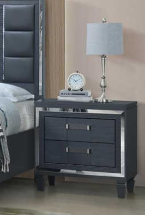 Meg Black Gray Modern Nightstand front view