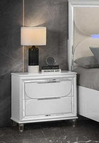 Aria White Modern Nightstand front angle