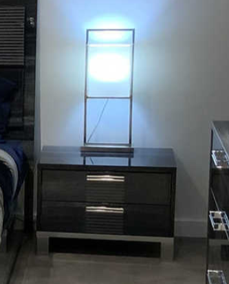 Delia Gray Nightstand front view showing drawers