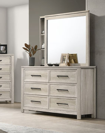 Mariana Gray Dresser in white-wash finish front angle
