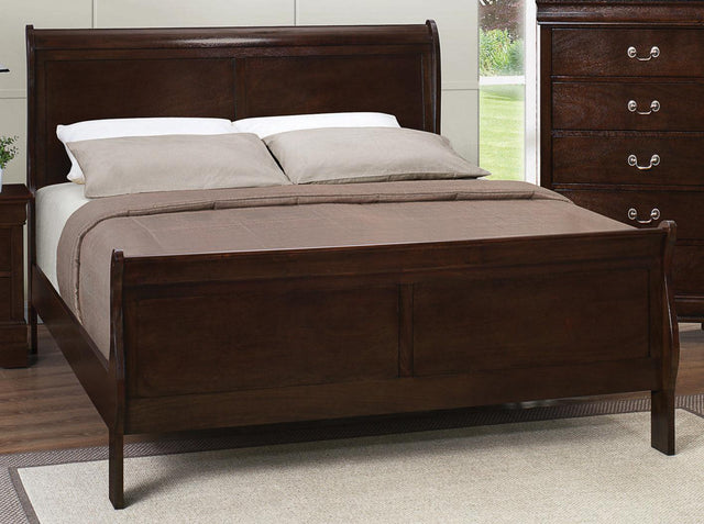 Louis Philippe Queen Panel Sleigh Bed Cappuccino - Ella Furniture