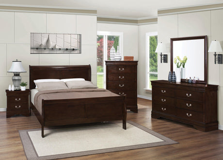 Louis Philippe Cappuccino mirror detail of wood grain finish