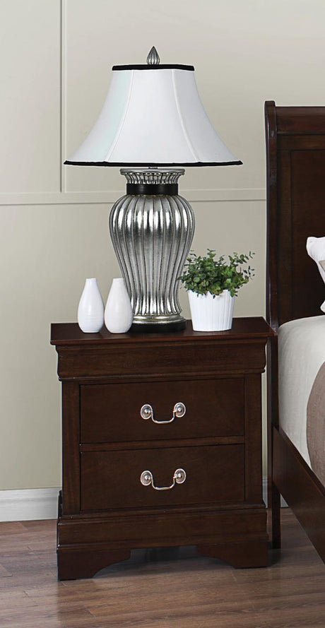 Louis Philippe 2-Drawer Nightstand Cappuccino front angle