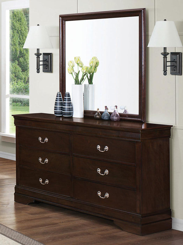 Louis Philippe Cappuccino square dresser mirror front view