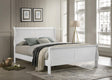 Side view of Louis Philippe full sleigh panel bed in white