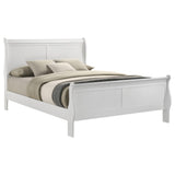 Louis Philippe king sleigh panel bed side angle