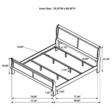 Side view showing bed rails and curves
