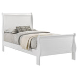Side view of Louis Philippe Twin Sleigh Bed showing footboard