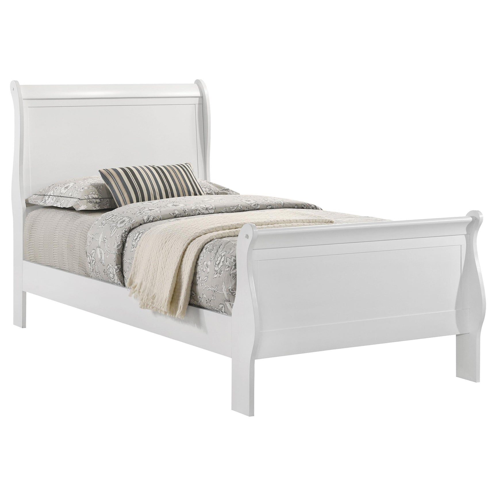Side view of Louis Philippe Twin Sleigh Bed showing footboard