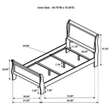 Close-up of bed rails and leg levelers