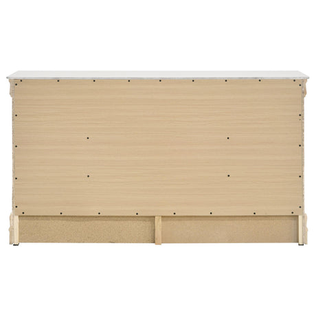 Transitional style white dresser with six drawers