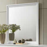 Side angle of Louis Philippe dresser mirror showing frame detail