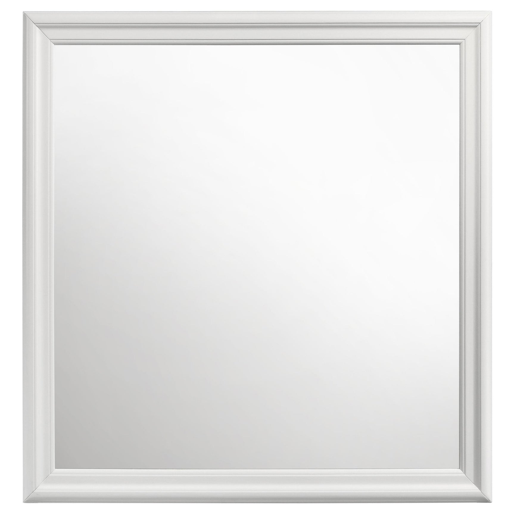 Close-up of white opened corner frame on dresser mirror