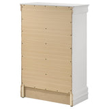 Bracket feet detail on white bedroom chest