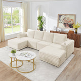Nuve Cream Modular 6-Piece Sectional with Ottomans from Decor Furniture