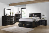 Briana Queen Platform Storage Bed Black headboard close-up