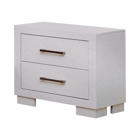 Jessica White 2-Drawer Nightstand close up of silver handles