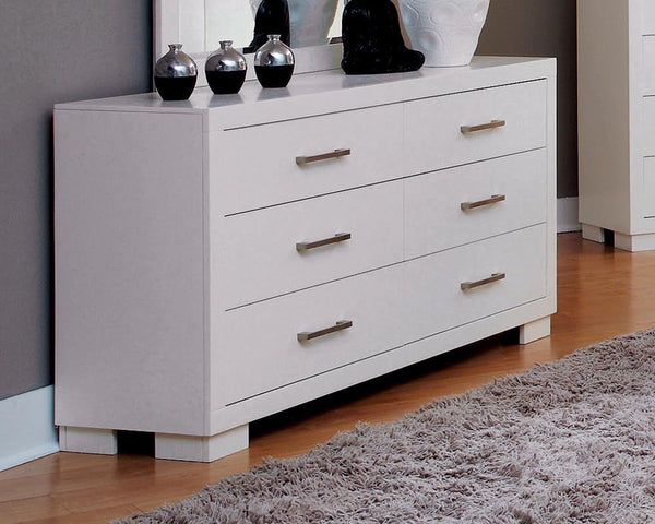 Jessica white 6-drawer dresser front view