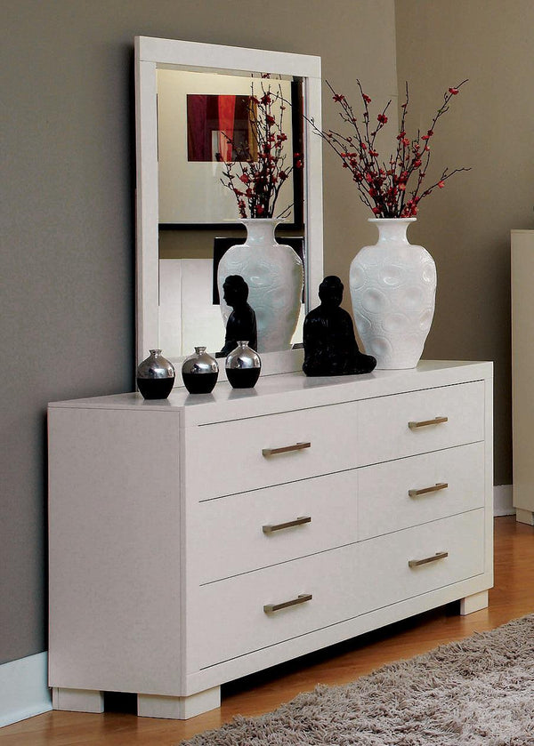 Jessica rectangular white dresser mirror angled view