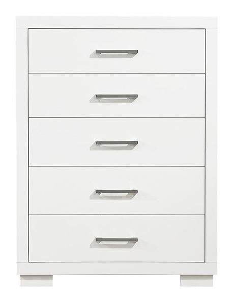 Jessica 5-Drawer White Chest, side view