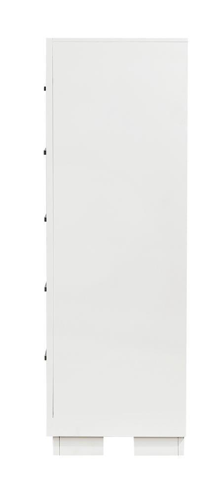 Jessica 5-Drawer White Chest, drawer detail