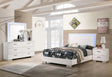 Felicity full-size bed with LED headboard and glossy white finish