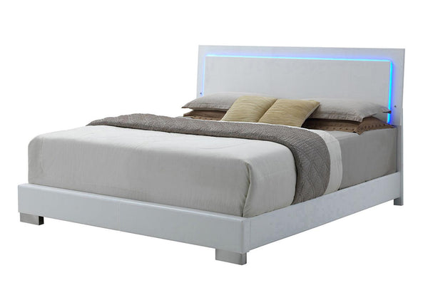Felicity Queen Panel Bed with LED lighting, front view showing headboard