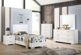 Felicity Glossy White Twin Bed LED lighting side angle