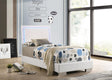 Felicity White Twin Panel Bed with Blue LED Lighting front view