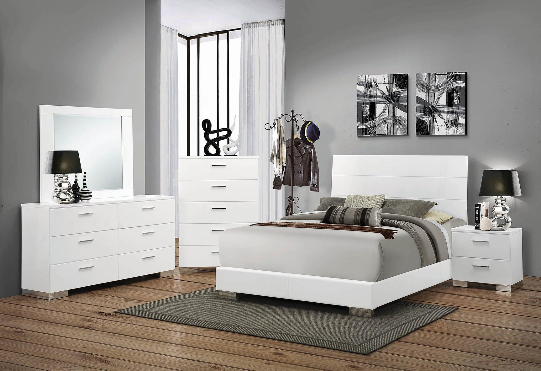 Felicity Glossy White Rectangular Dresser Mirror front view