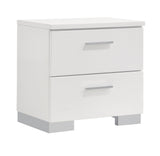 Felicity 5-Drawer Chest Glossy White backside and hardware view