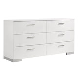 Felicity 5-Drawer Chest Glossy White legs with chrome finish
