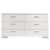 Felicity 6-Drawer Glossy White Contemporary Dresser drawer open