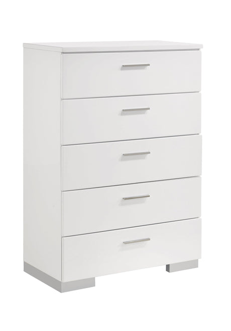 Felicity 6-Drawer Glossy White Contemporary Dresser overall silhouette