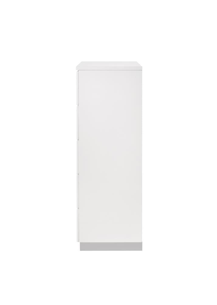 Felicity 5-Drawer Chest Glossy White drawer details