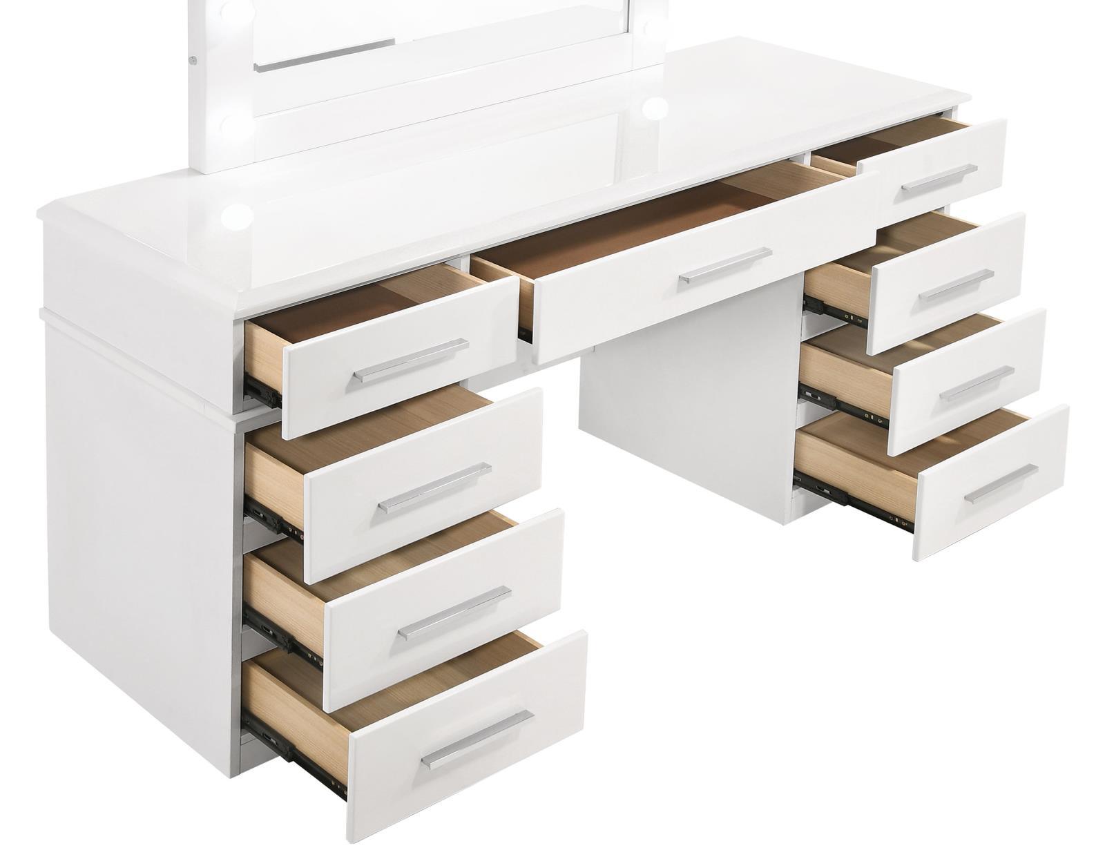 Side angle of Felicity 9-drawer vanity desk