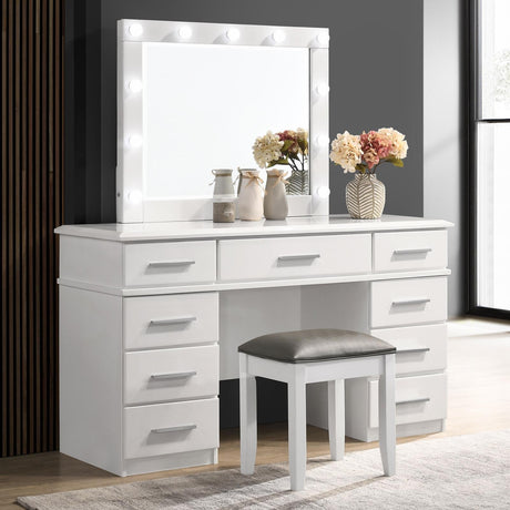 Felicity vanity desk frontal view with lighted mirror