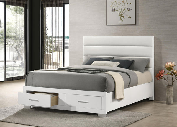 Felicity Eastern King Storage Bed white high gloss side angle