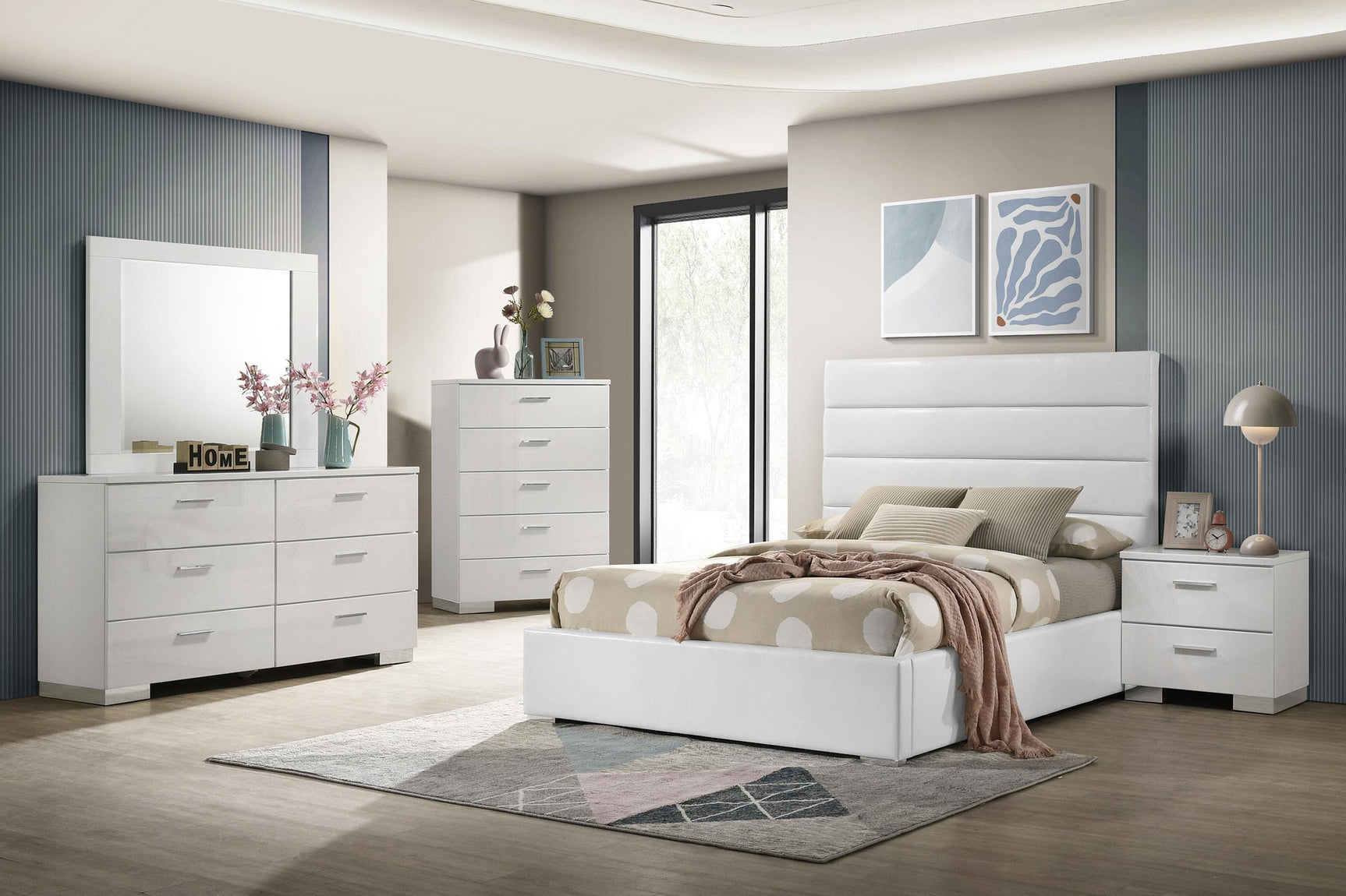 Felicity full bed headboard and upholstery detail