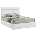 Side angle of Felicity queen platform bed in white
