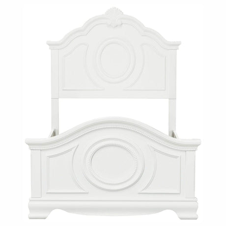 Lucida White Twin Bed side view with white finish and headboard