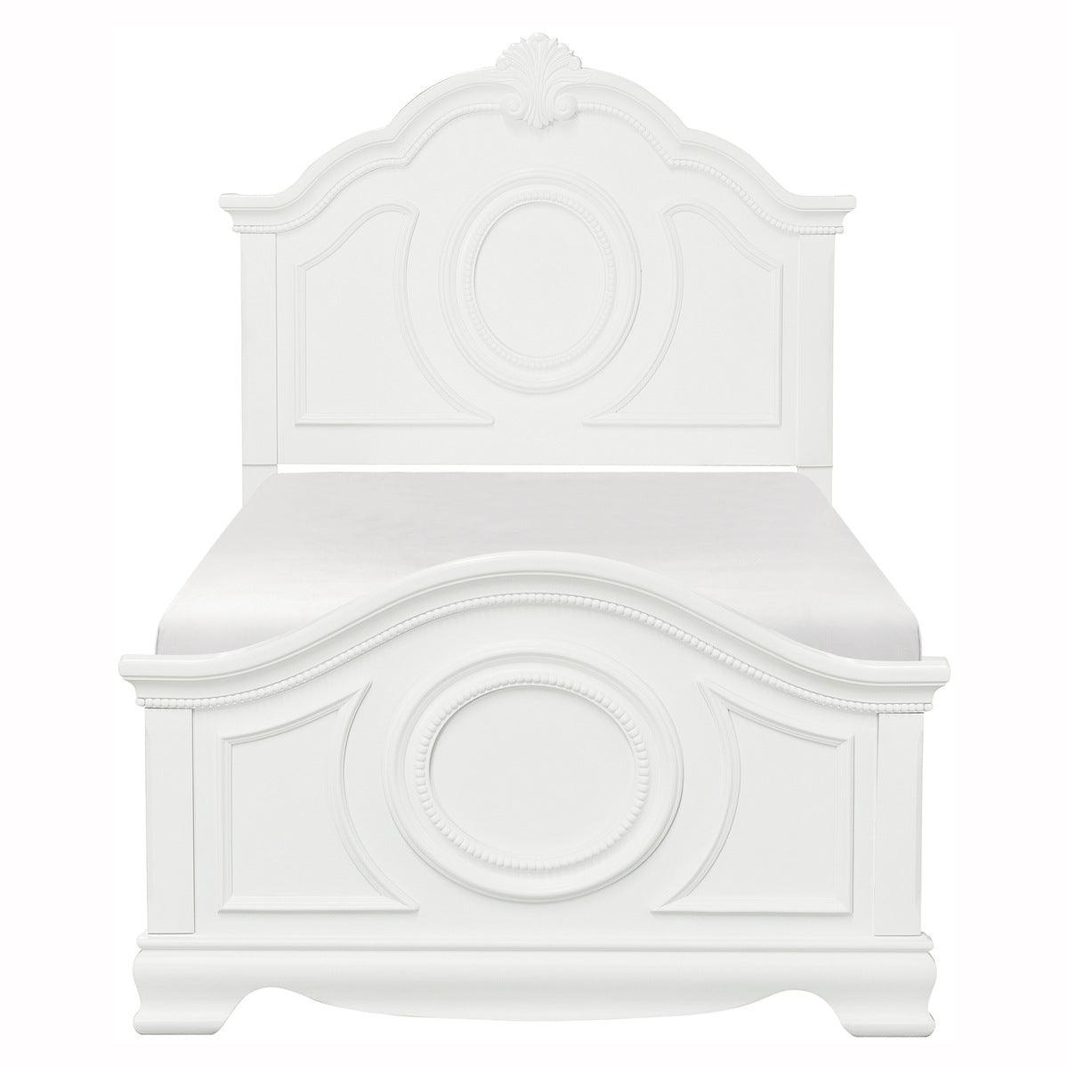 Lucida White Full Size Bed front view with headboard and footboard