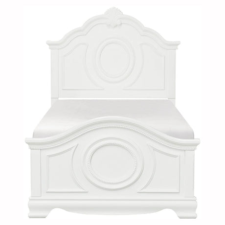 Lucida White Full Size Bed front view with headboard and footboard